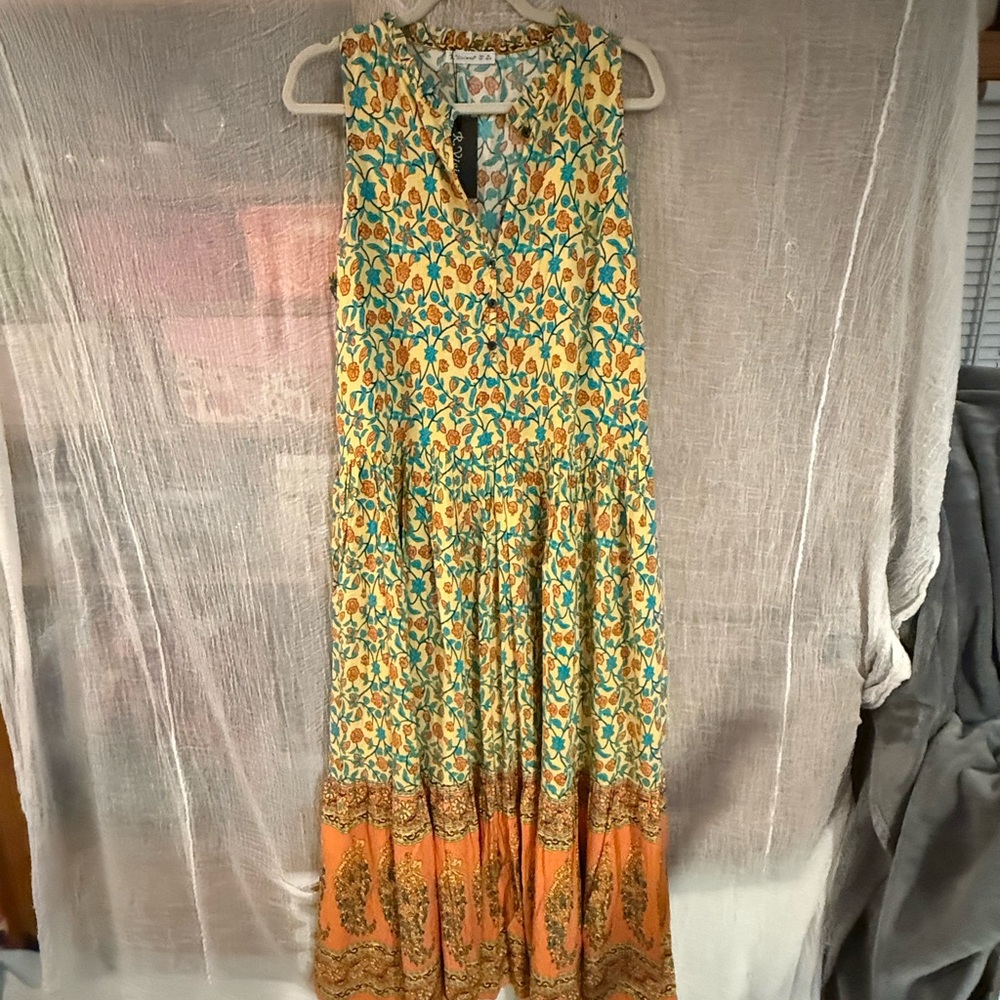 Floral Maxi Dress in Yellow and Orange